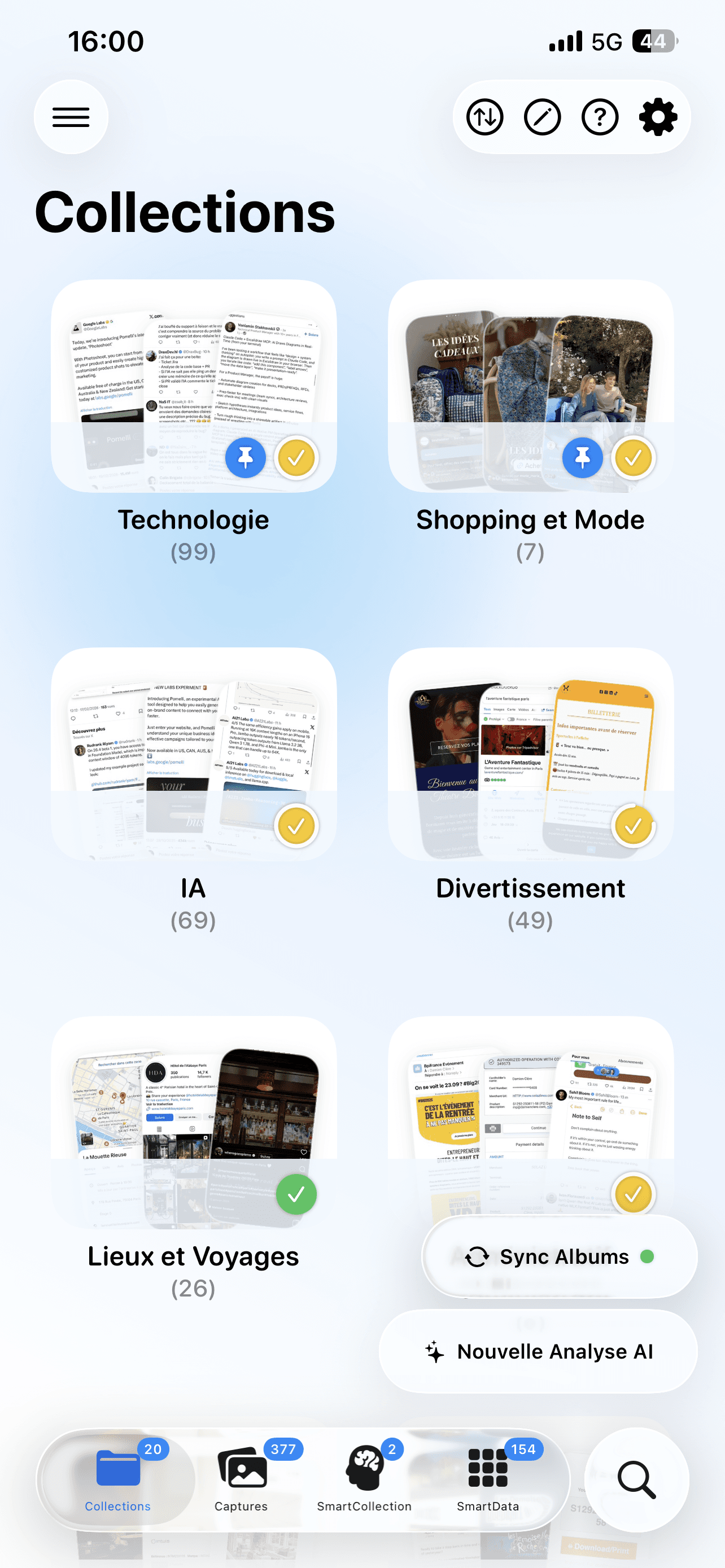 App screenshot Collections